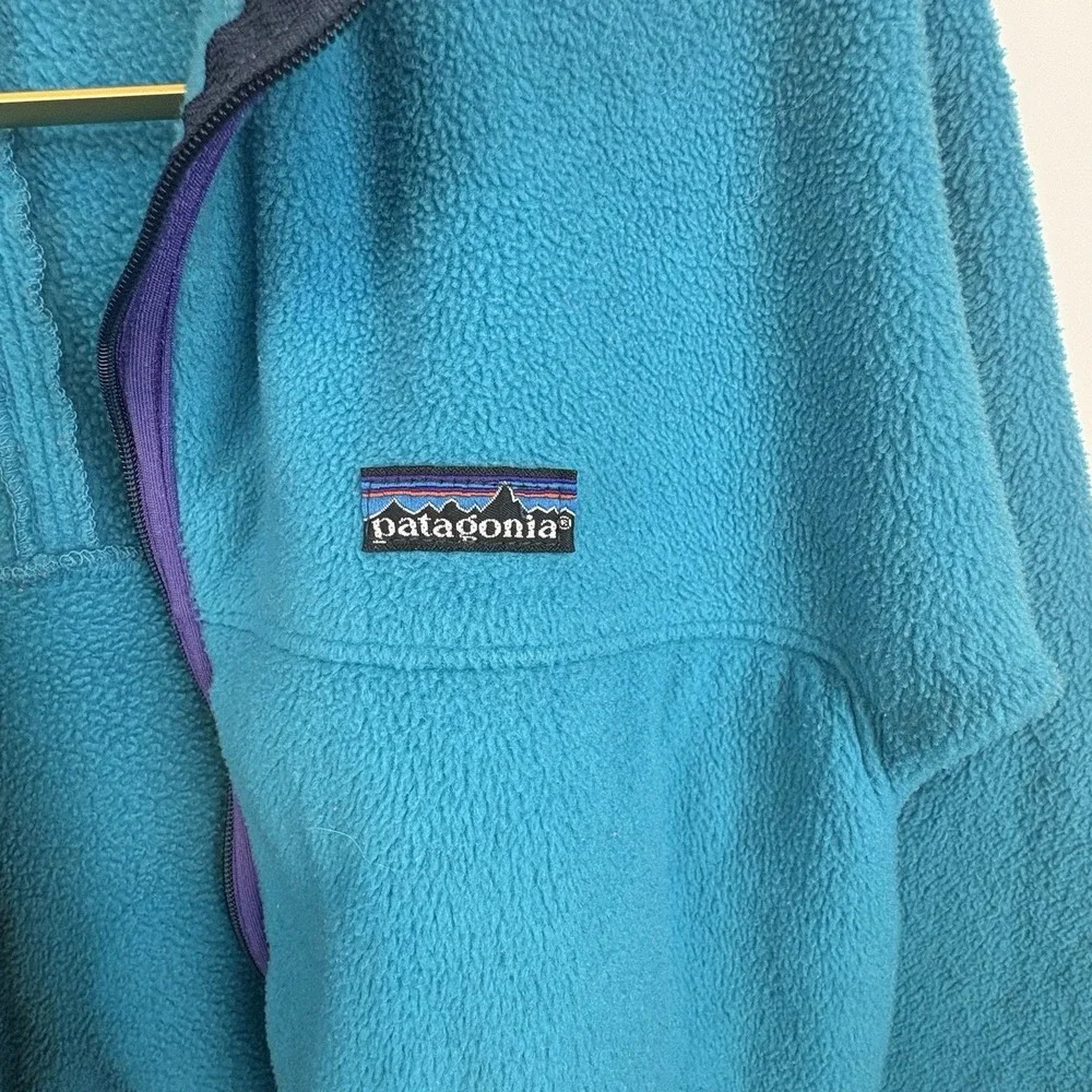 Vintage Patagonia Kids Made in USA Blue Zip‎ Up Fleece Jacket Size 11/12 Large